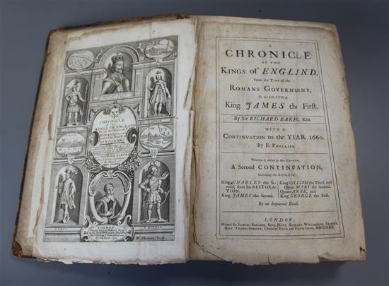 Baker, Richard Sir - A Chronicle of the Kings of England, folio, calf, front cover and title page rebacked,